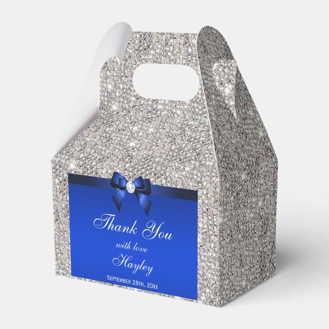 Classy Silver Sequins Blue Bow Diamond Presentaskar (Framsidan Sidan)
