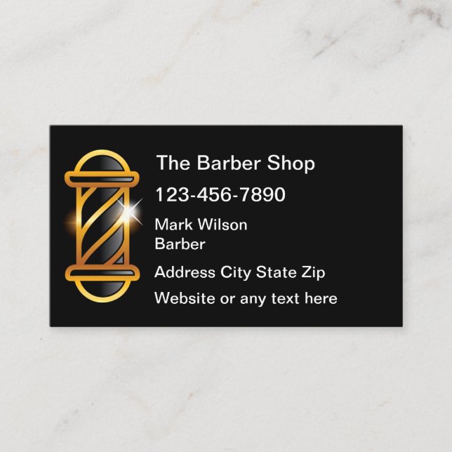 Classy Simple Barber Shop Light Theme Visitkort (Framsida)