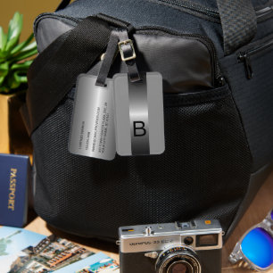 Classy Simple Black Silver Steel Grått Metallic Bagagebricka
