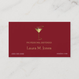 Classy Simple Guld Martini Bartender Visitkort
