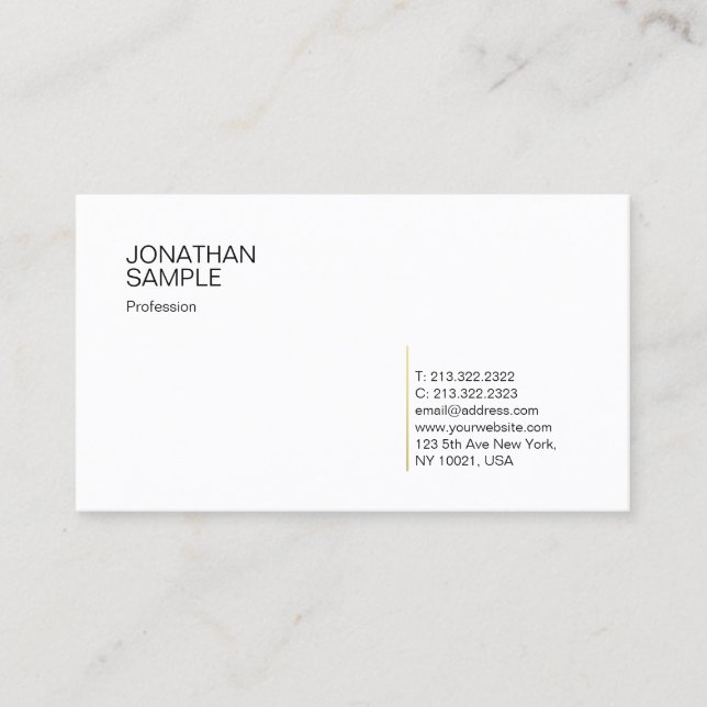Classy Simple Modern Guld White Professionell Visitkort (Framsida)
