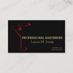 Classy Simple Red Martini Bartender Visitkort