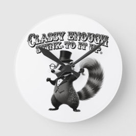 Classy Skunk in Top Hat Funny Black and White Rund Klocka