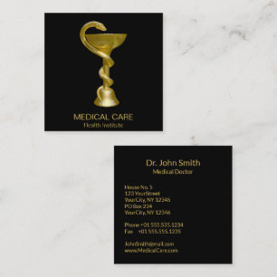 Classy Snake Bowl Hygieia Medical Guld Caduceus Fyrkantigt Visitkort