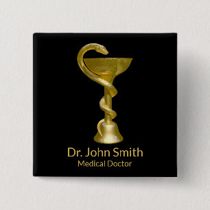 Classy Snake Medical Bowl Hygieia Guld Caduceus Knapp