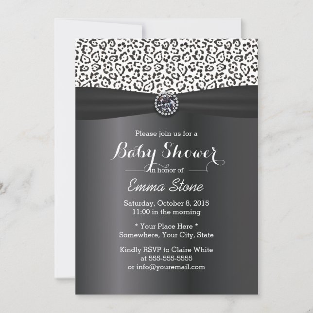 Classy Snö Leopard Print Baby Shower Inbjudningar (Framsida)