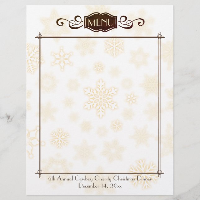 Classy snowflake-helgdag menyletterhead (Framsida)