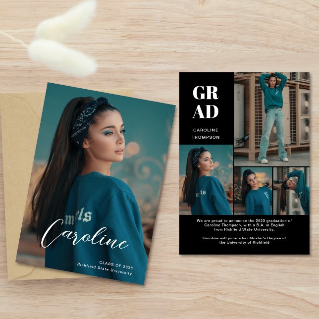 Classy Snyggt Black Photo Collage Studenten Meddelande (Skapare uppladdad)