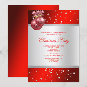Classy Snyggt red Baubles & Pearls jul Inbjudningar
