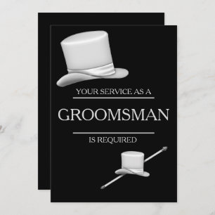 Classy Snyggt Silver Top hat Groomsman Inbjudningar