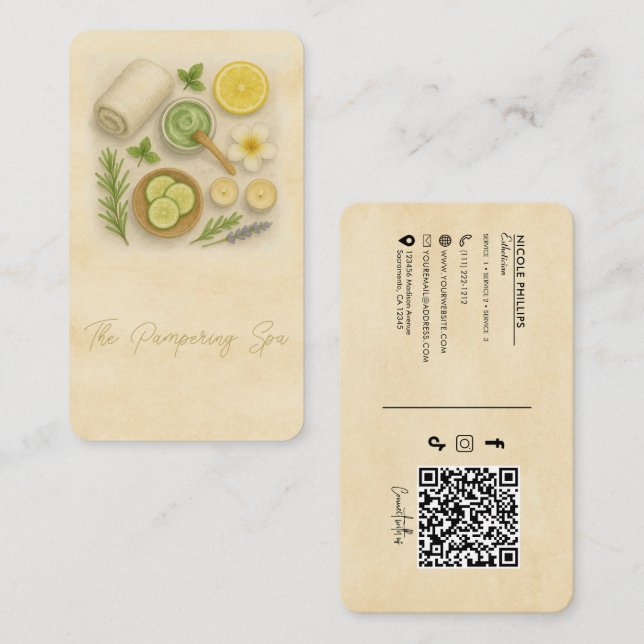 Classy Spa Beauty Technician Esthetician Visitkort (Fram/baksida)