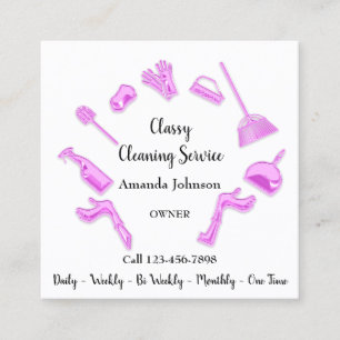 Classy Städning Service House Logotyp Maid Rosa W Fyrkantigt Visitkort