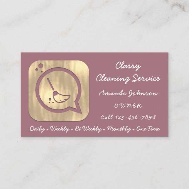Classy Städning Service Maid Guld Groom Logotyp Ro Visitkort (Framsida)