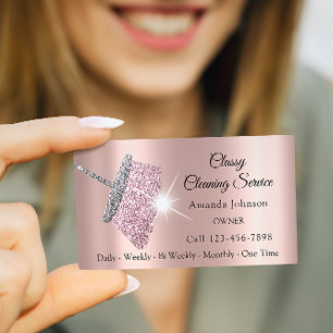 Classy Städning Service Maid Ro Glitter Grått Visitkort