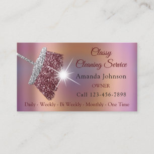 Classy Städning Service Maid Ro Silver Holograph Visitkort