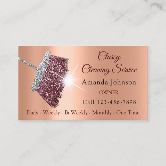 Classy Städning Service Maid Ro Silver Peach Visitkort (Framsida)