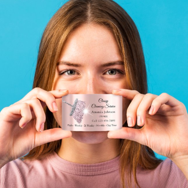 Classy Städning Service Maid Ro Silver QRCODE Visitkort (Skapare uppladdad)