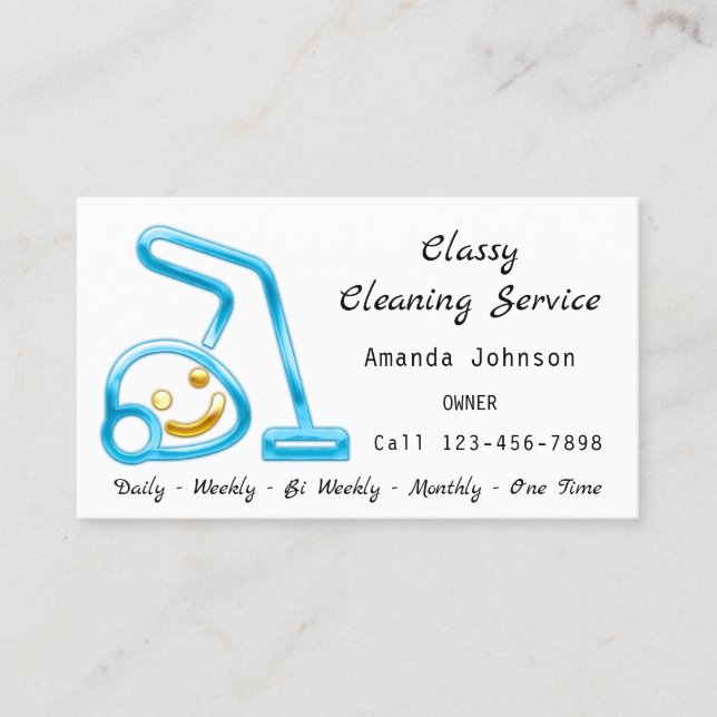 Classy Städning Service Maid Vacuum Cleaner Smiles Visitkort (Framsida)