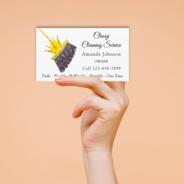 Classy Städning Service Maid White Guld Krona Visitkort (Classy Cleaning Service Maid White Gold Crown Business Card)