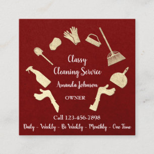 Classy Städning Services Guld Logotyp Maid Kraft Fyrkantigt Visitkort