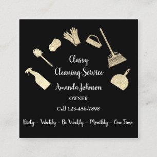 Classy Städning Services Guld Logotyp Maid Kraft Fyrkantigt Visitkort