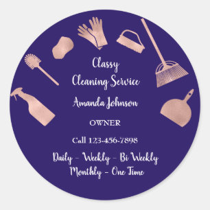 Classy Städning Services Guld Logotyp Maid Ro flot Runt Klistermärke