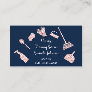 Classy Städning Services Guld Logotyp Maid Rosa B Visitkort