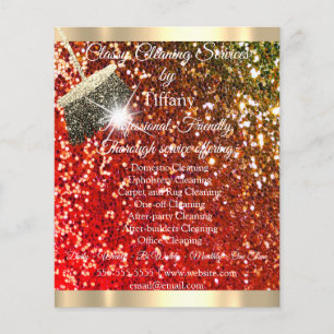 Classy Städning Services House Keeping Red Glitter Flygblad