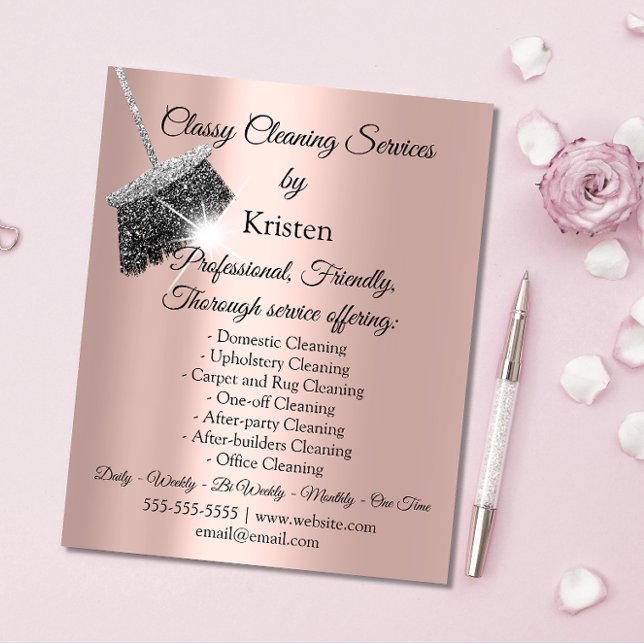 Classy Städning Services House Keeping Ro Silver Flygblad (Classy Cleaning Services House Keeping Rose Silver Flyer)