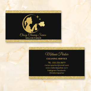 Classy Städning Services Logotyp Maid guld Visitkort