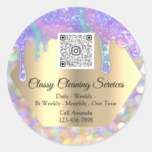 Classy Städning Services Maid Housekeeper QRCode Runt Klistermärke