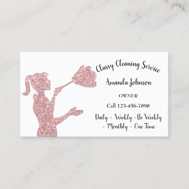 Classy Städning Services Ro Logotyp Maid Glitter Visitkort (Framsida)