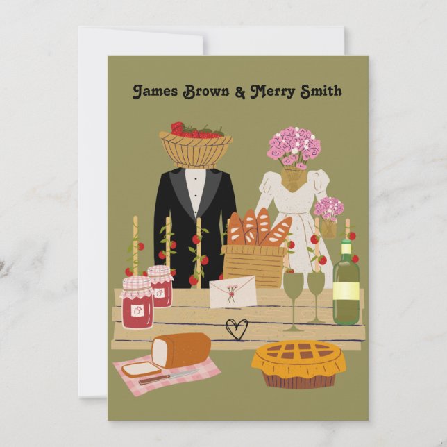 Classy Strawberry Romantic Noble Bröllop Inbjudningar (Framsida)