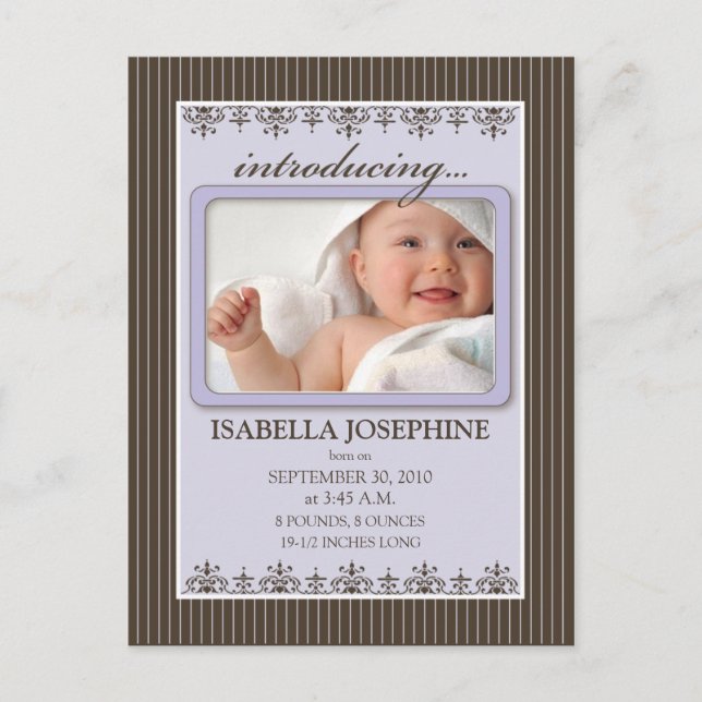 Classy Streck Lilac Baby annons Postcard Meddelande Vykort (Framsida)