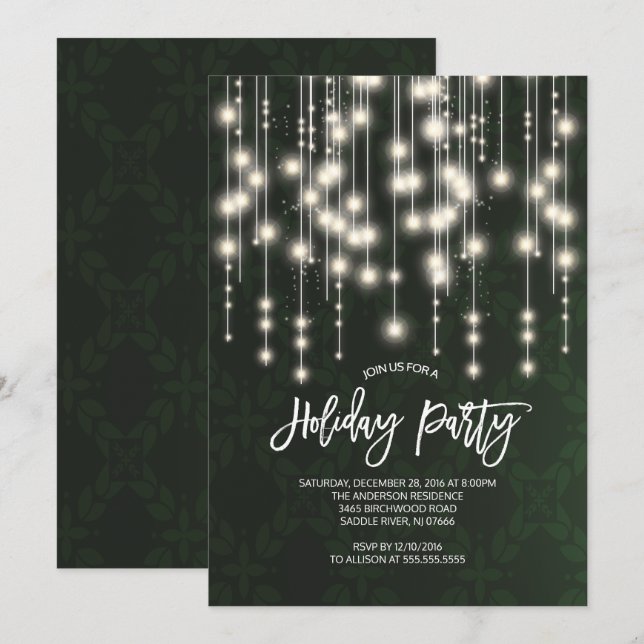 Classy Strings of Ljus Christma Party bjudande in Inbjudningar (Fram/baksida)