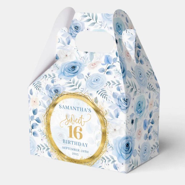 Classy Sweet sixteen Pastel Blue Guld Party Favori Presentaskar (Classy Sweet Sixteen Pastel Blue Gold Party Favor Favor Boxes)