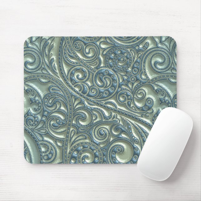 Classy Teal Elegant Söt Paisley Blommönster Musmatta (Med mus)