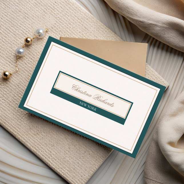 Classy Teal Ivory Visitkort (Skapare uppladdad)