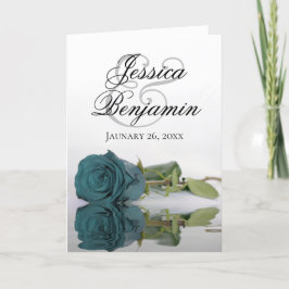 Classy Teal Ro Elegant Romantic Photo Bröllop Inbjudan