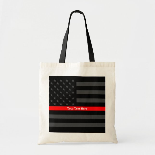 Classy Thin Red Line Personlig Black US Flagga på Tygkasse (Framsidan)