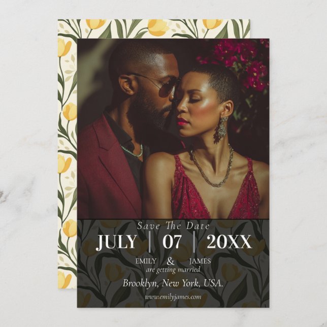 Classy Tulip Inspired Destination Wedding Spara Datumet (Fram/baksida)