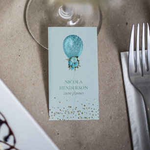 Classy Turcoise Balloon Glitter, händelseplanering Visitkort
