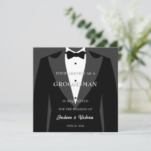 Classy Tuxedo Groomsman Inbjudningar