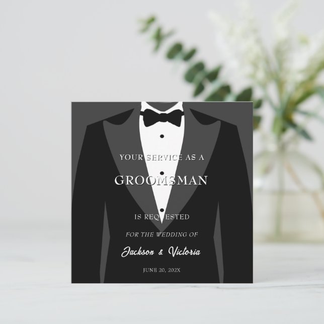 Classy Tuxedo Groomsman Inbjudningar (Stående Fram)