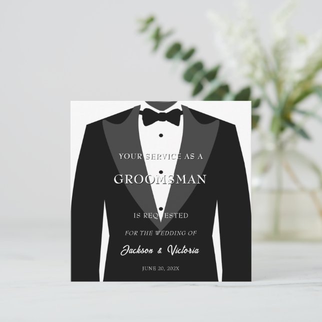 Classy Tuxedo Groomsman Inbjudningar (Stående Fram)