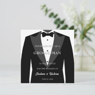Classy Tuxedo Groomsman Inbjudningar