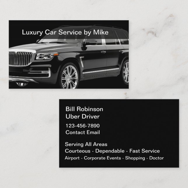 Classy Uber Driver Transportation Business Cards Visitkort (Fram/baksida)