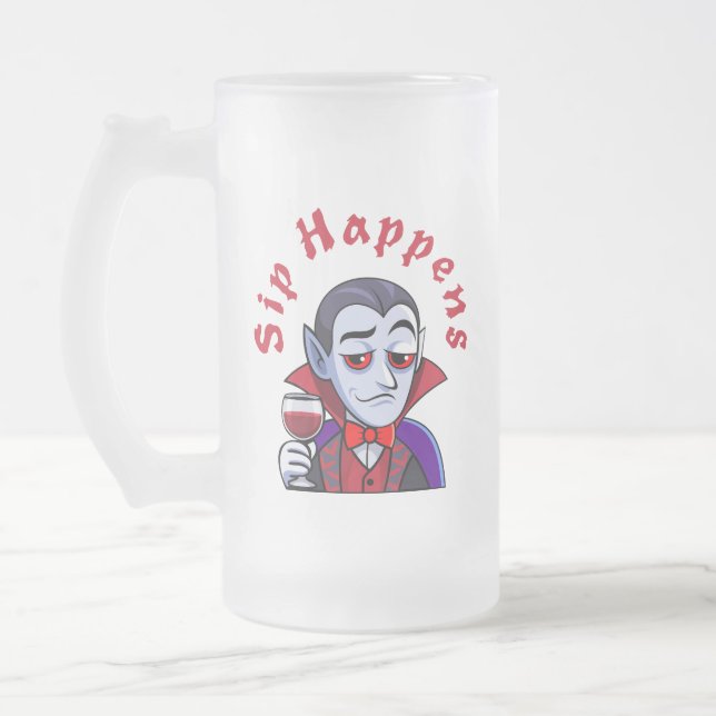 Classy Vampire – Sip Happens Frostat Ölglas (Vänster)