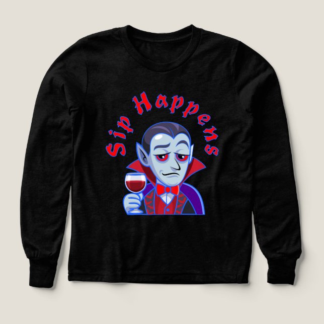 Classy Vampire – Sip Happens T Shirt (Design framsida)