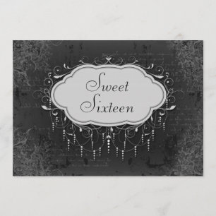 Classy Vintage Chandelier Ornament Sweet 16 Inbjudningar